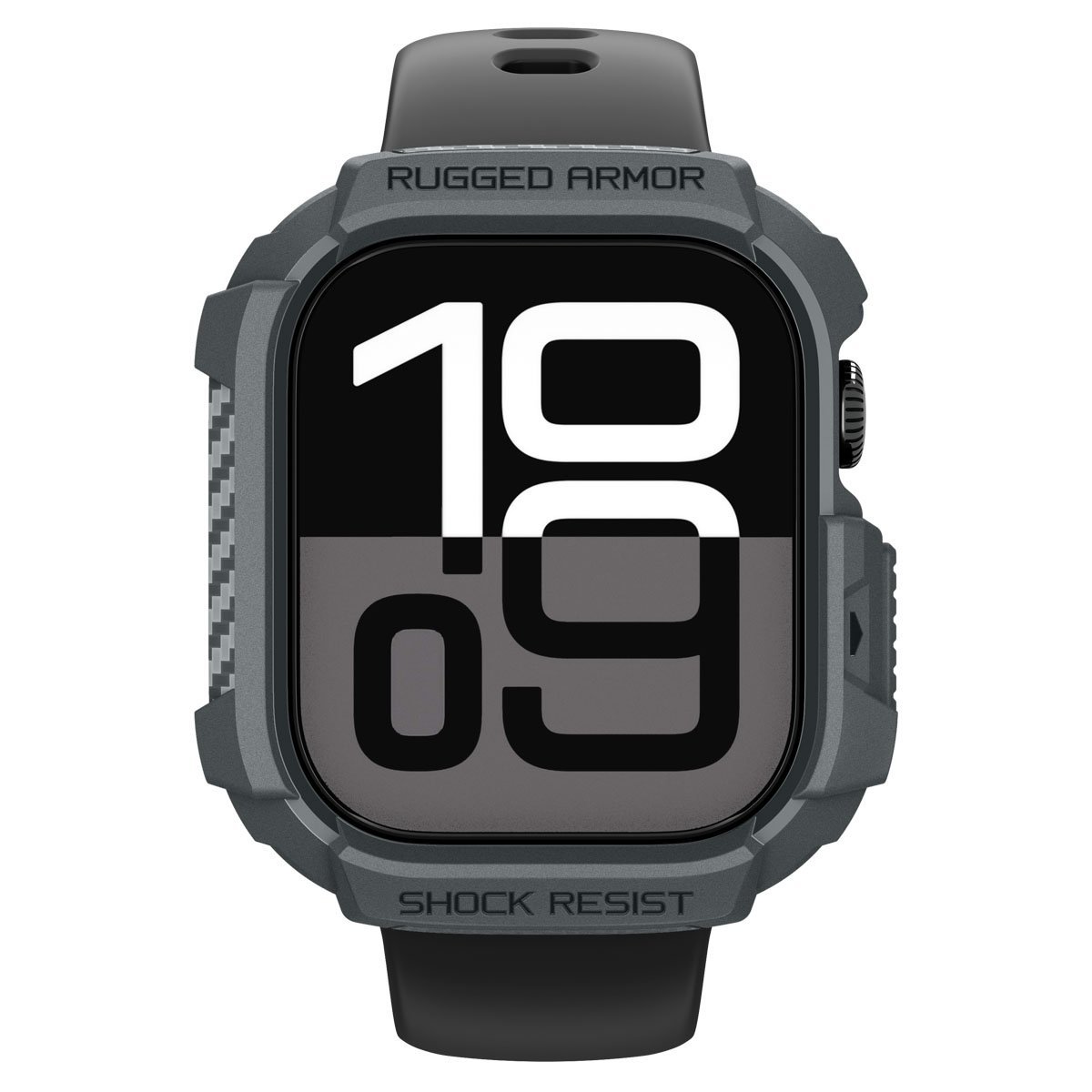 Spigen Apple Watch 46mm Seri 11/10 ile Uyumlu Kılıf Rugged Armor 2 Matte Black