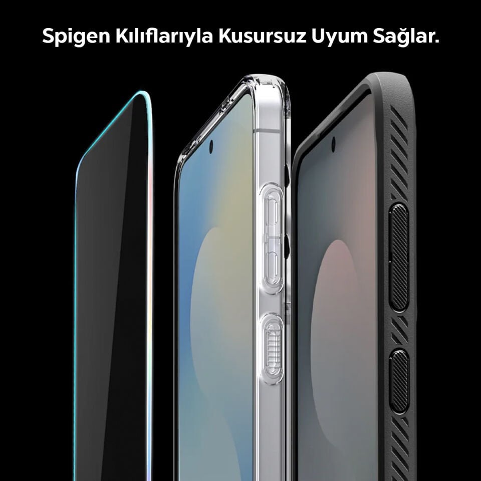 Spigen Samsung Galaxy S25 FE ile Uyumlu Cam Ekran Koruyucu AluminaCore™ iyonlaştırılmış Güçlendirilmiş Cam Teknolojisi Anti-Dust Uygulama Kolay Kurulum GLAS.tR EZ Fit Pro - AGL10203
