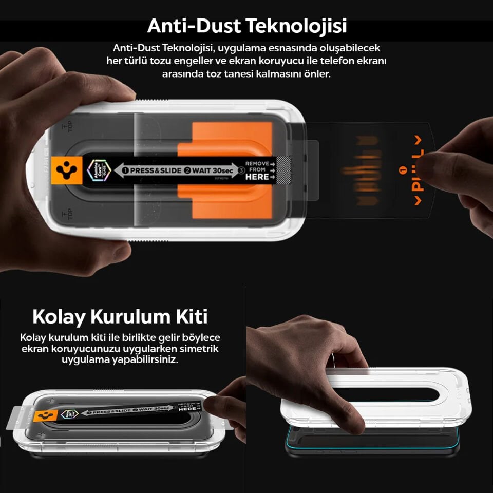 Spigen Samsung Galaxy S25 FE ile Uyumlu Cam Ekran Koruyucu AluminaCore™ iyonlaştırılmış Güçlendirilmiş Cam Teknolojisi Anti-Dust Uygulama Kolay Kurulum GLAS.tR EZ Fit Pro (2 Adet) - AGL10202