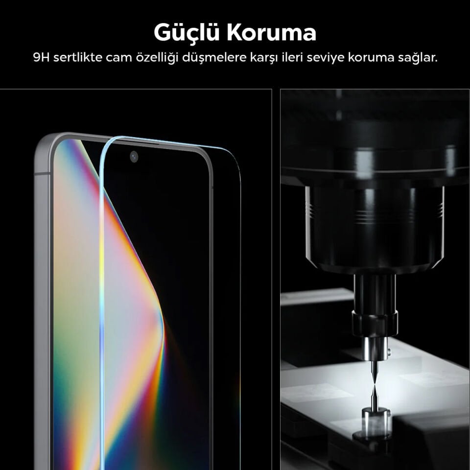 Spigen Samsung Galaxy S25 FE ile Uyumlu Cam Ekran Koruyucu AluminaCore™ iyonlaştırılmış Güçlendirilmiş Cam Teknolojisi Anti-Dust Uygulama Kolay Kurulum GLAS.tR EZ Fit Pro (2 Adet) - AGL10202