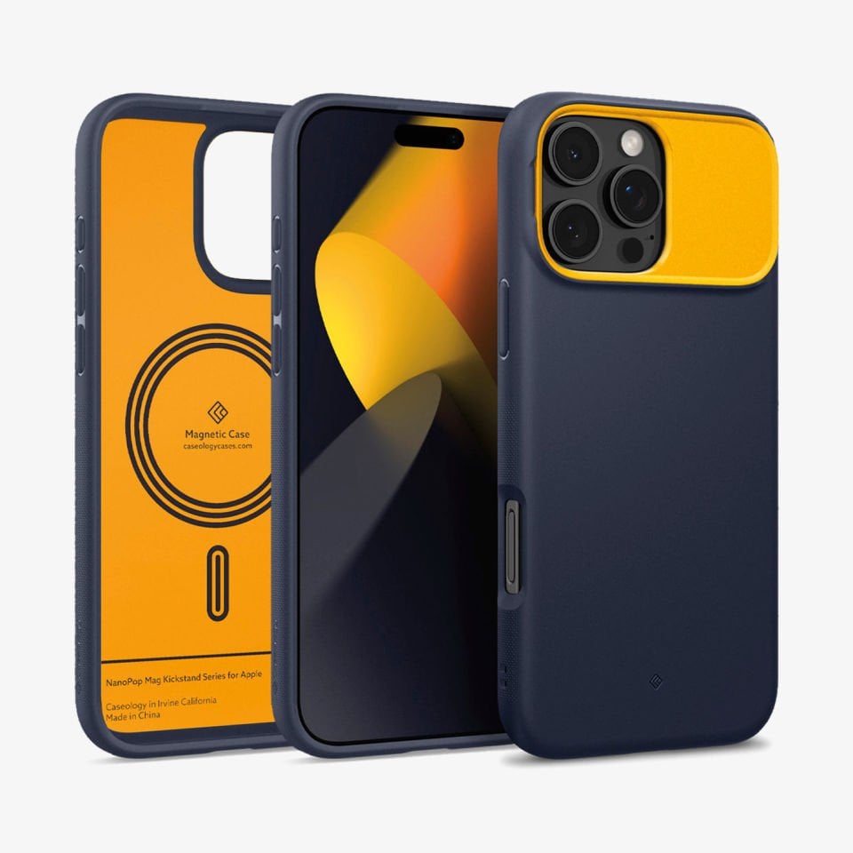 Spigen Caseology iPhone 16 Pro Max Kılıf Nano Pop Mag MagSafe Özellikli Kickstand Blueberry Navy