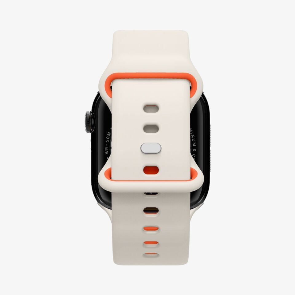 Spigen Apple Watch Ultra 49mm Seri 3/2/1 - 46mm Seri 11/10 - 45mm Seri SE3/9/8/7 - 44mm Seri SE2/SE/6/5/4 ile Uyumlu Kordon Kayış Nano Pop Orange Beige