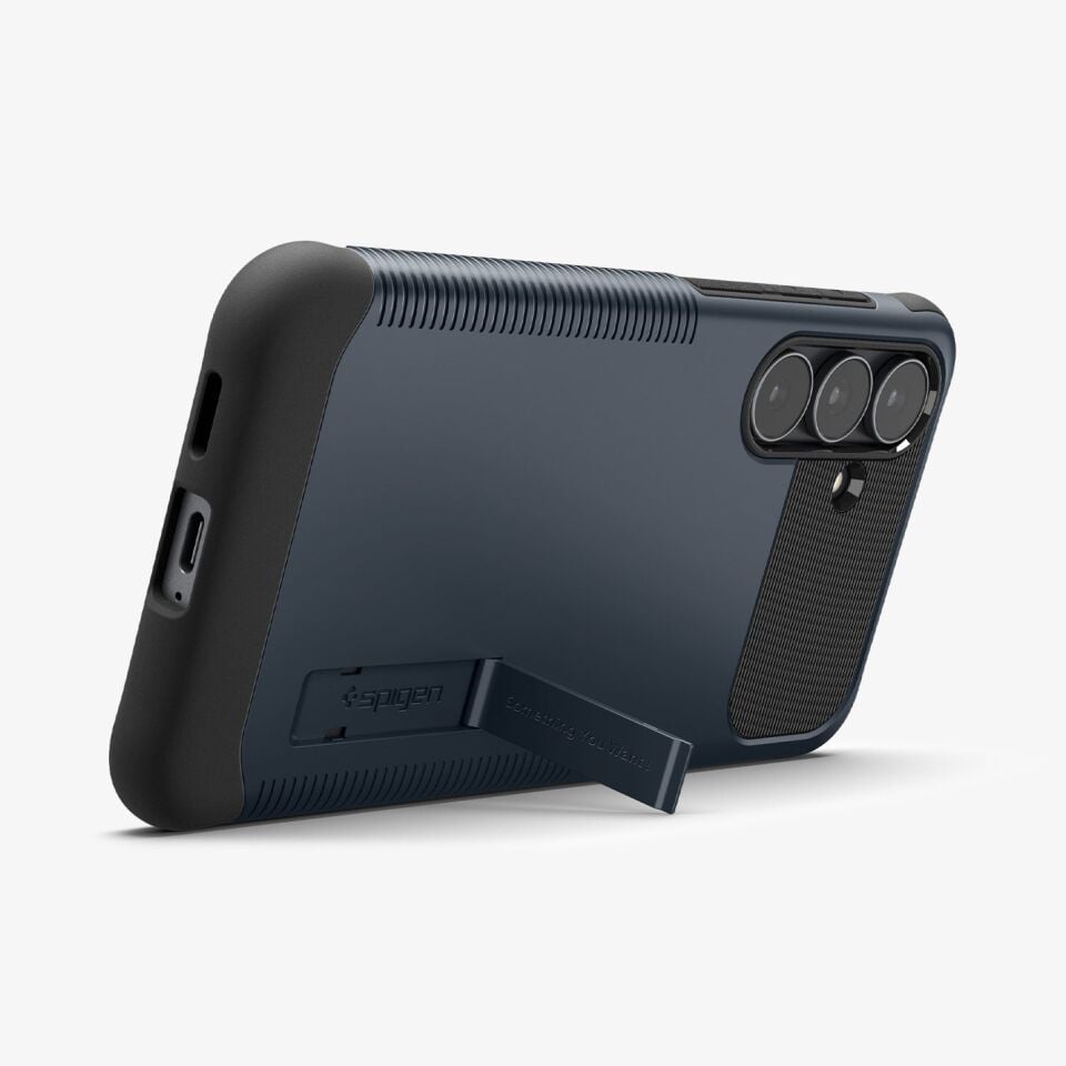 Spigen Samsung Galaxy S25 FE ile Uyumlu Ekstra Dayanıklı Kılıf Slim Armor Hava Kanalı Teknolojisi™ Askeri Sınıf Koruma MagFit özellikli KickStand'lı Çift Katman Kapak Metal Slate