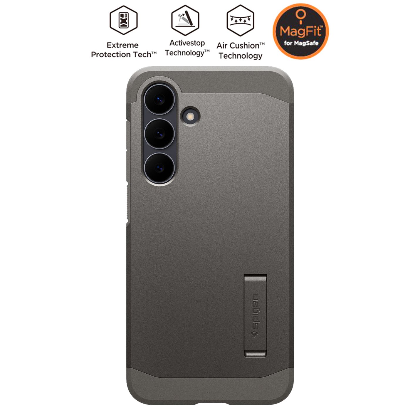 Spigen Samsung Galaxy S25 FE ile Uyumlu Ekstra Dayanıklı Kılıf Tough Armor Hava Kanalı Teknolojisi™ Askeri Sınıf Koruma MagFit KickStand'lı Çift Katman Kapak