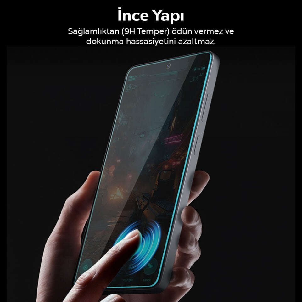 Spigen Samsung Galaxy S26 ile Uyumlu Hayalet Cam Ekran Koruyucu AluminaCore™ iyonlaştırılmış Güçlendirilmiş Cam Teknolojisi Anti-Dust Uygulama Kolay Kurulum GLAS.tR EZ Fit Privacy HD - AGL11098