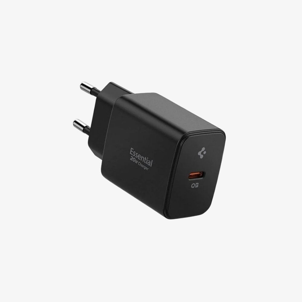 Spigen 20W USB-C Mini Hızlı Şarj Aleti/Şarj Isısını Düşürür GaN Destekli Akım Korumalı Güç Adaptörü iPhone & Android & iPad Type-C EE201 Black - ACH09217