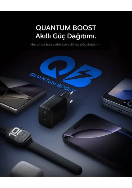Spigen 20W USB-C Mini Hızlı Şarj Aleti/Şarj Isısını Düşürür GaN Destekli Akım Korumalı Güç Adaptörü iPhone & Android & iPad Type-C EE201 Black - ACH09217