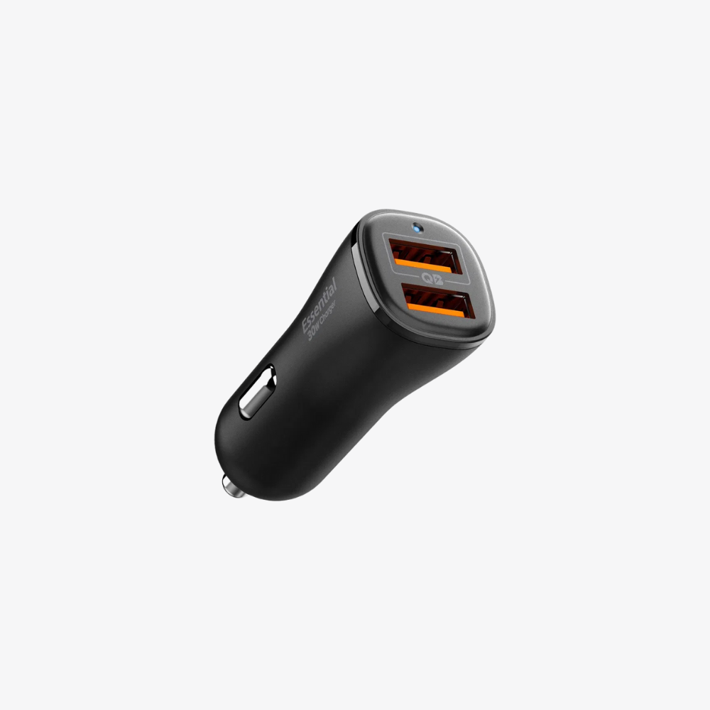 Spigen 30W USB-A 2 Port Araç içi Hızlı Şarj Aleti 18W + 12W Akım Korumalı Güç Adaptörü Çakmaklık iPhone & Android & iPad Type-C PD EV302