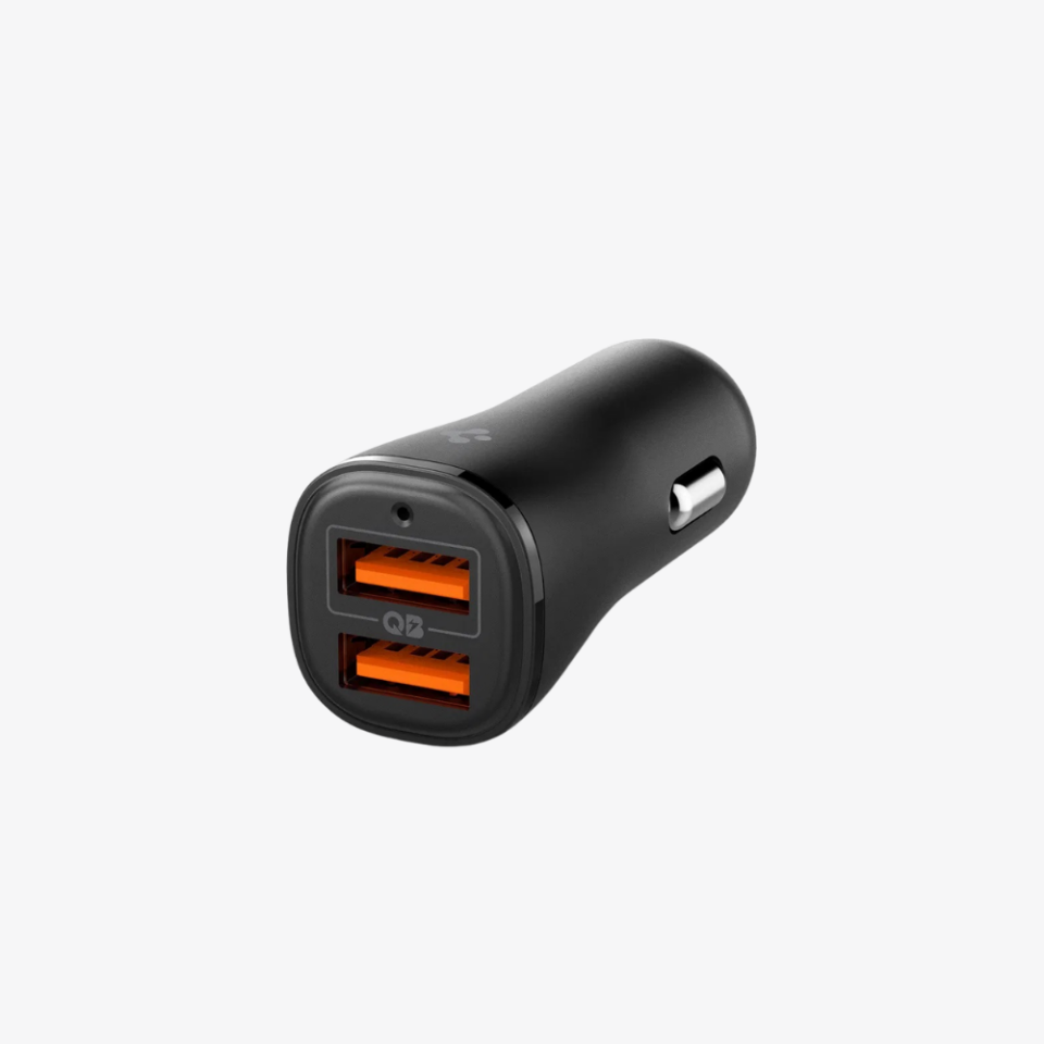 Spigen 30W USB-A 2 Port Araç içi Hızlı Şarj Aleti 18W + 12W Akım Korumalı Güç Adaptörü Çakmaklık iPhone & Android & iPad Type-C PD EV302