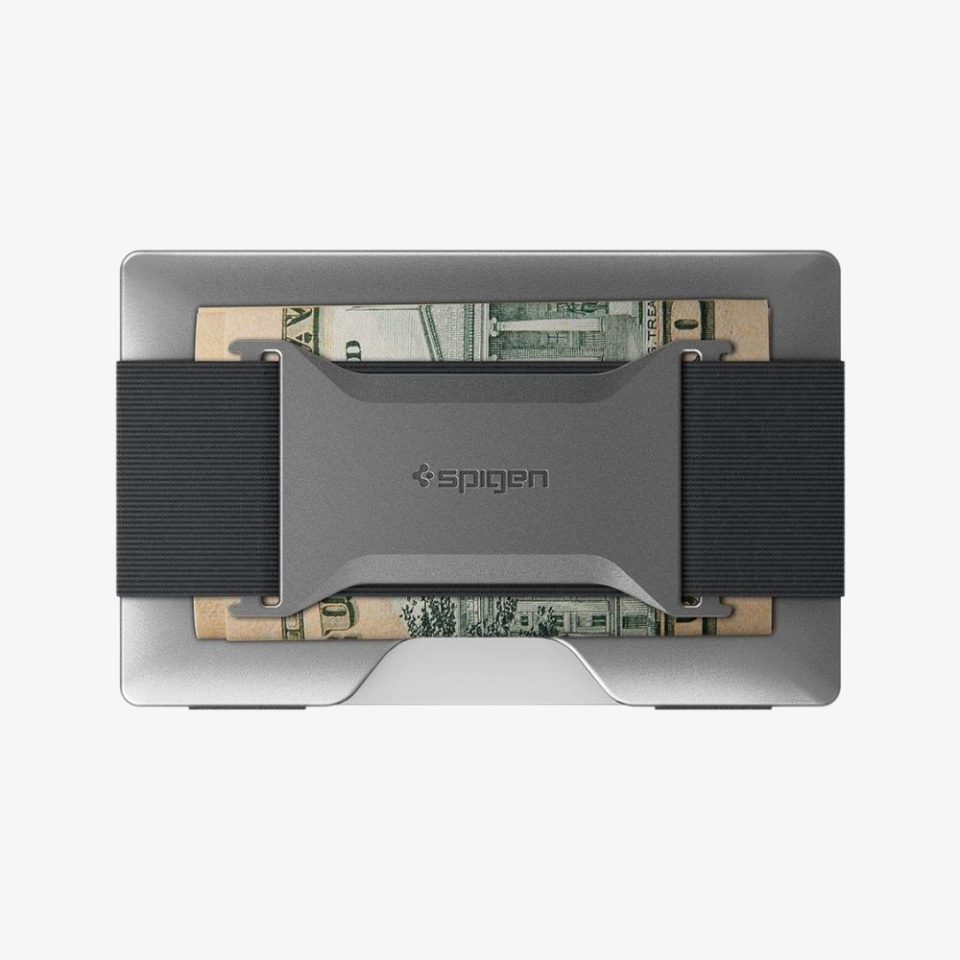 AirTag ile Uyumlu RFID Korumalı Cüzdan Kart Tutucu Kılıf, Spigen Wallet S İnce Minimalist Kredi Kartı Tutacağı Gunmetal