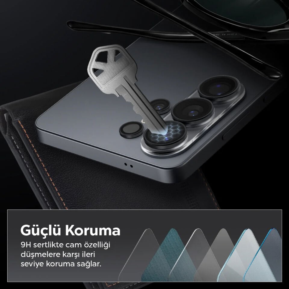 Spigen Samsung Galaxy S26 Ultra ile Uyumlu Kamera Lens Camı Koruyucu Kolay Kurulum GLAS.tR EZ Fit Optik Pro (2 Adet) Black - AGL11071