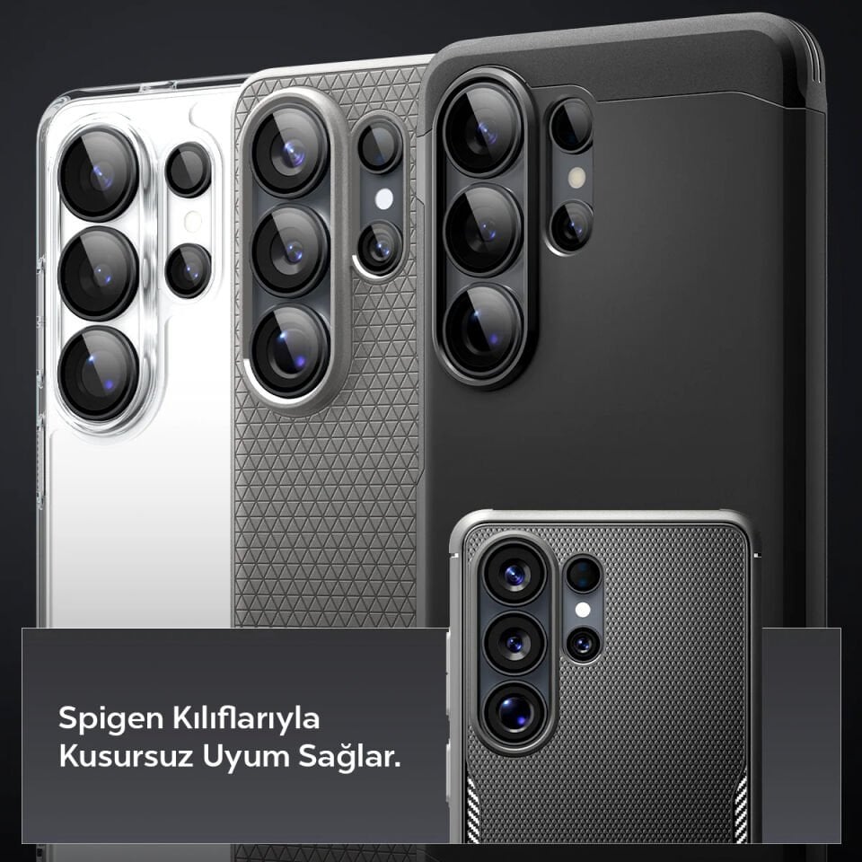 Spigen Samsung Galaxy S26 Ultra ile Uyumlu Kamera Lens Camı Koruyucu Kolay Kurulum GLAS.tR EZ Fit Optik Pro (2 Adet) Black - AGL11071
