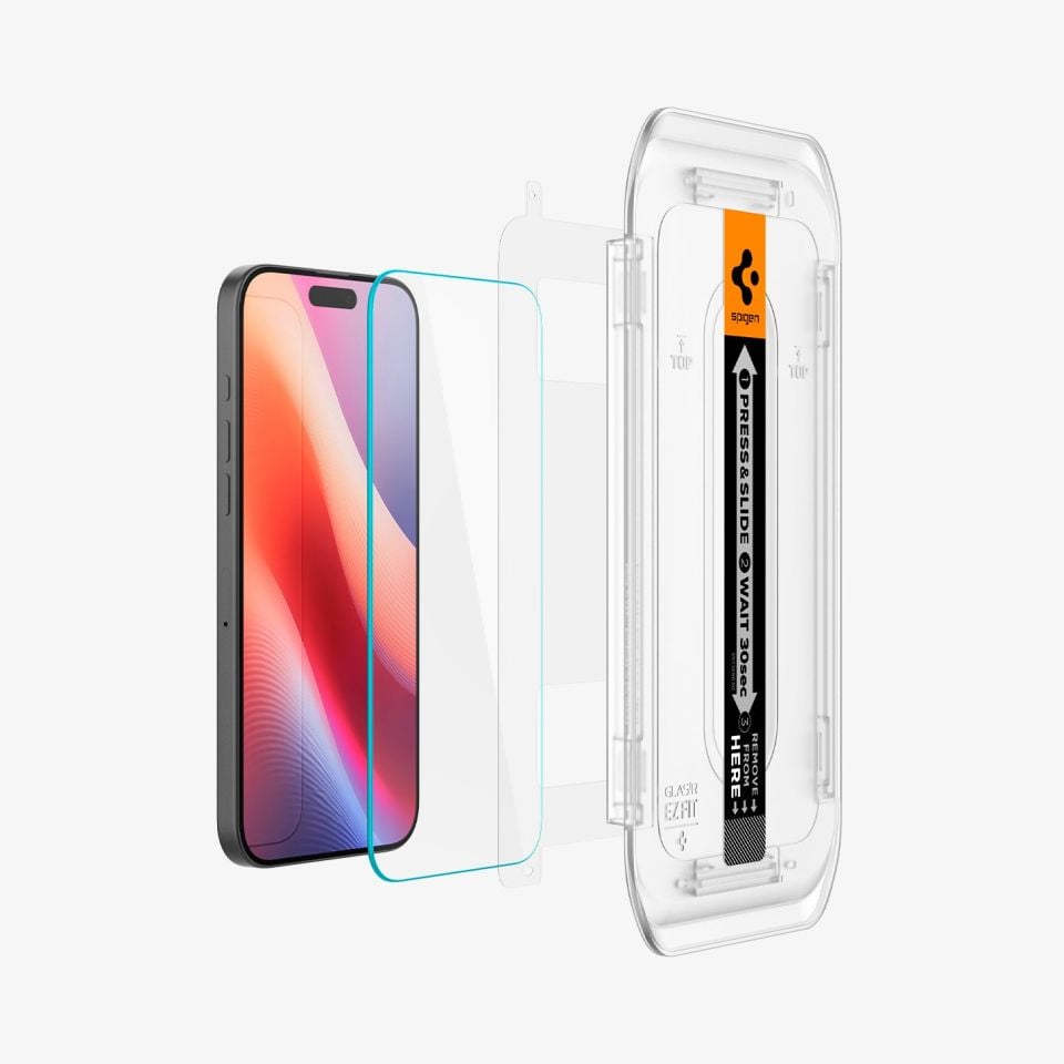 Spigen iPhone 17 Pro / 17 / 16 Pro Cam Ekran Koruyucu AluminaCore™ iyonlaştırılmış Güçlendirilmiş Cam Teknolojisi Kolay Kurulum GLAS.tR EZ Fit Slim HD (2 Adet) - AGL07928