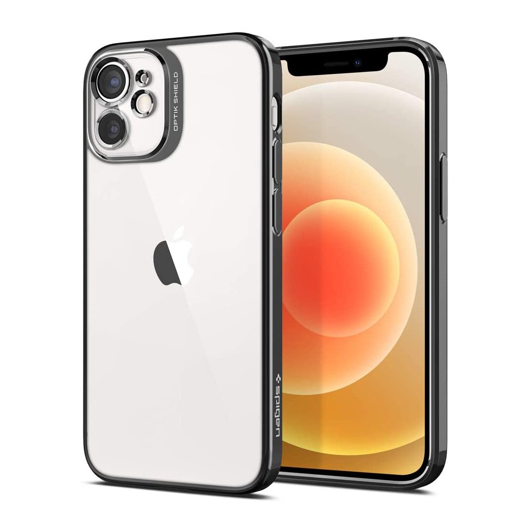 iPhone 12 Mini Kılıf, Spigen Optik Shield (Optik Crystal) Chrome Gray