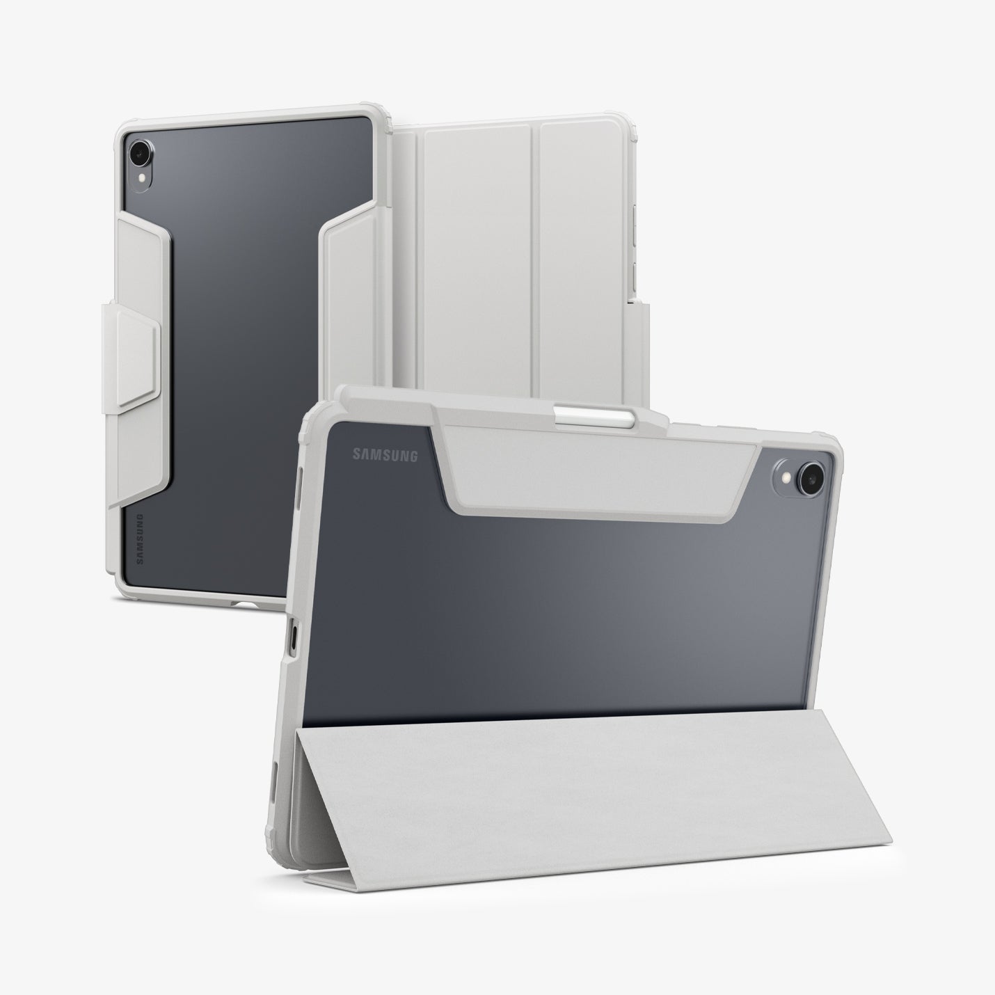 Spigen Galaxy Tab S11 Ultra ile Uyumlu ince Kılıf Ultra Hybrid Pro Sararma Karşıtı DuraClear™ Hava Kanalı Teknolojisi™ Askeri Sınıf Koruma MagFit Şeffaf Kapak Gray