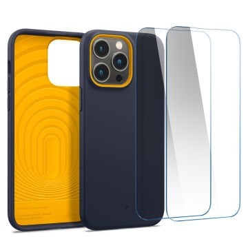 Spigen Caseology iPhone 14 Pro Kılıf Nano Pop 360 + Cam Ekran Koruyucu (2 Adet) Blueberry Navy