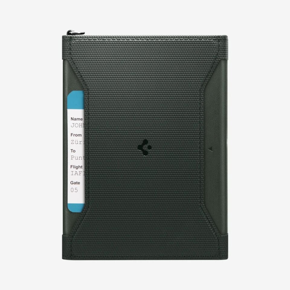 Spigen Passport Holder RFID Korumalı Seyahat Çantası Pasaport Cüzdan Military Green