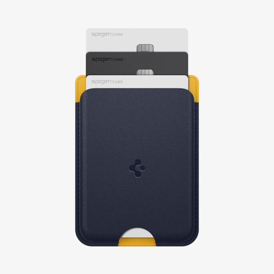 Spigen iPhone MagSafe ve Galaxy MagFit Kılıflar ile Uyumlu 3 Kartlı Manyetik Cüzdan Nano Pop Blueberry Navy