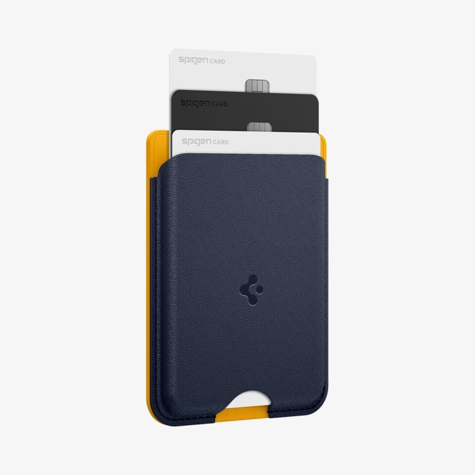 Spigen iPhone MagSafe ve Galaxy MagFit Kılıflar ile Uyumlu 3 Kartlı Manyetik Cüzdan Nano Pop Blueberry Navy