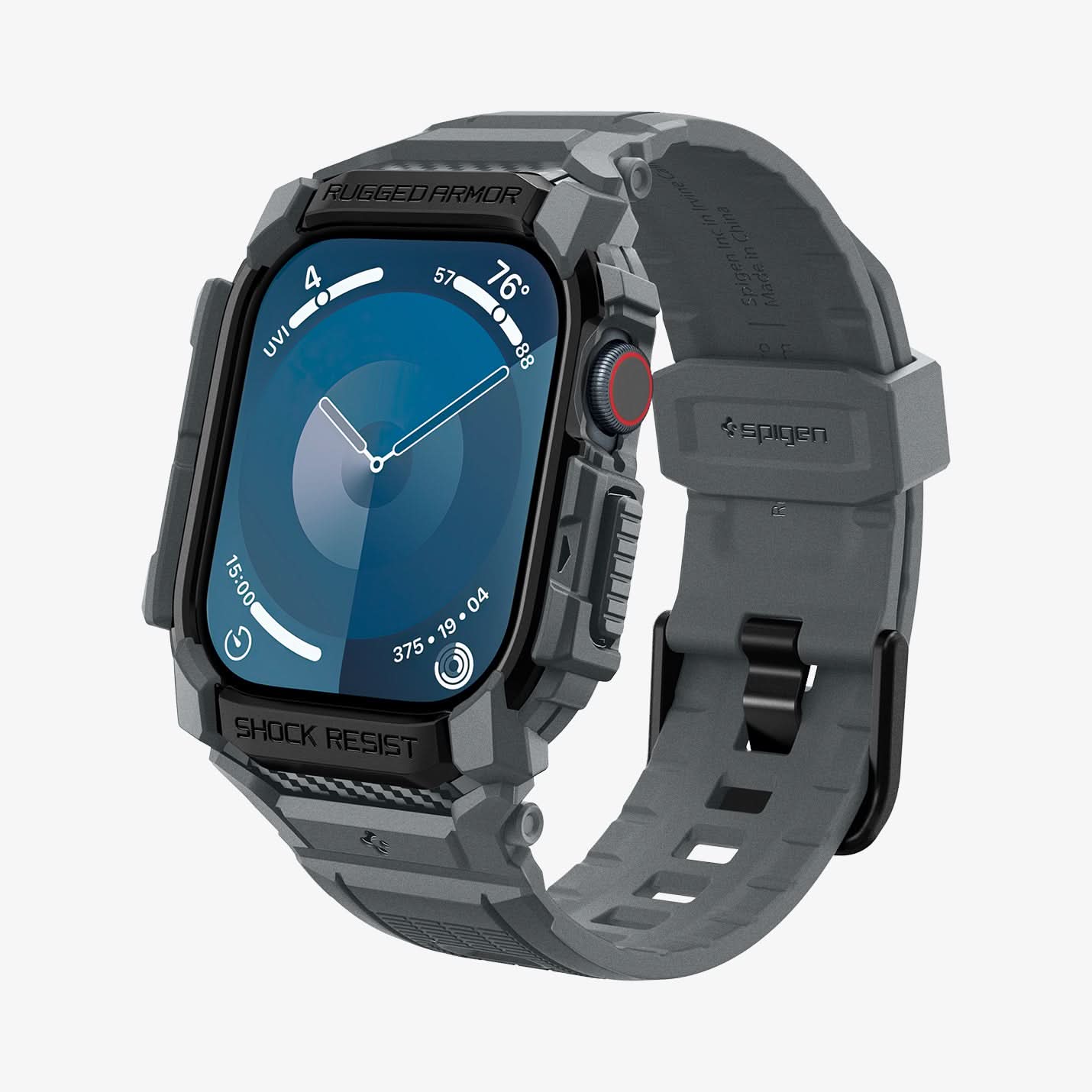 Spigen Apple Watch 46mm Seri 10 Kılıf & Kordon Kayış Rugged Armor Pro Dark Gray