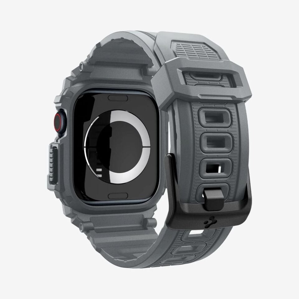 Spigen Apple Watch 46mm Seri 10 Kılıf & Kordon Kayış Rugged Armor Pro Dark Gray