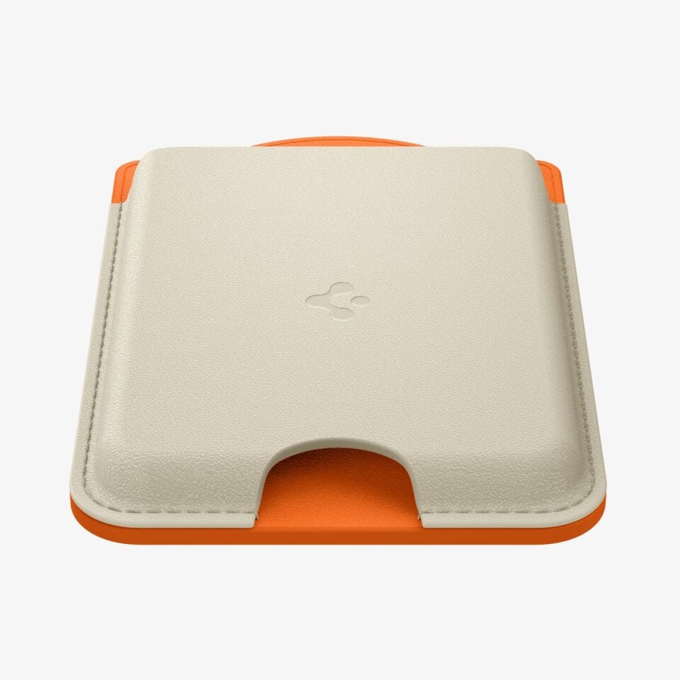 Spigen iPhone MagSafe ve Galaxy MagFit Kılıflar ile Uyumlu 3 Kartlı Manyetik Cüzdan Nano Pop Orange Beige