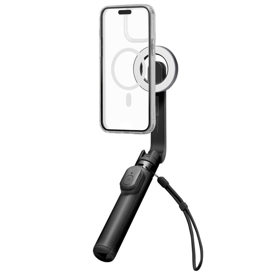 Spigen Kablosuz Bluetooth Selfie Çubuğu MagSafe ile Uyumlu Uzaktan Kumandalı Tripod / 60 cm Kadar Uzatılabilir Kolay Taşınabilir MagFit S571W Black