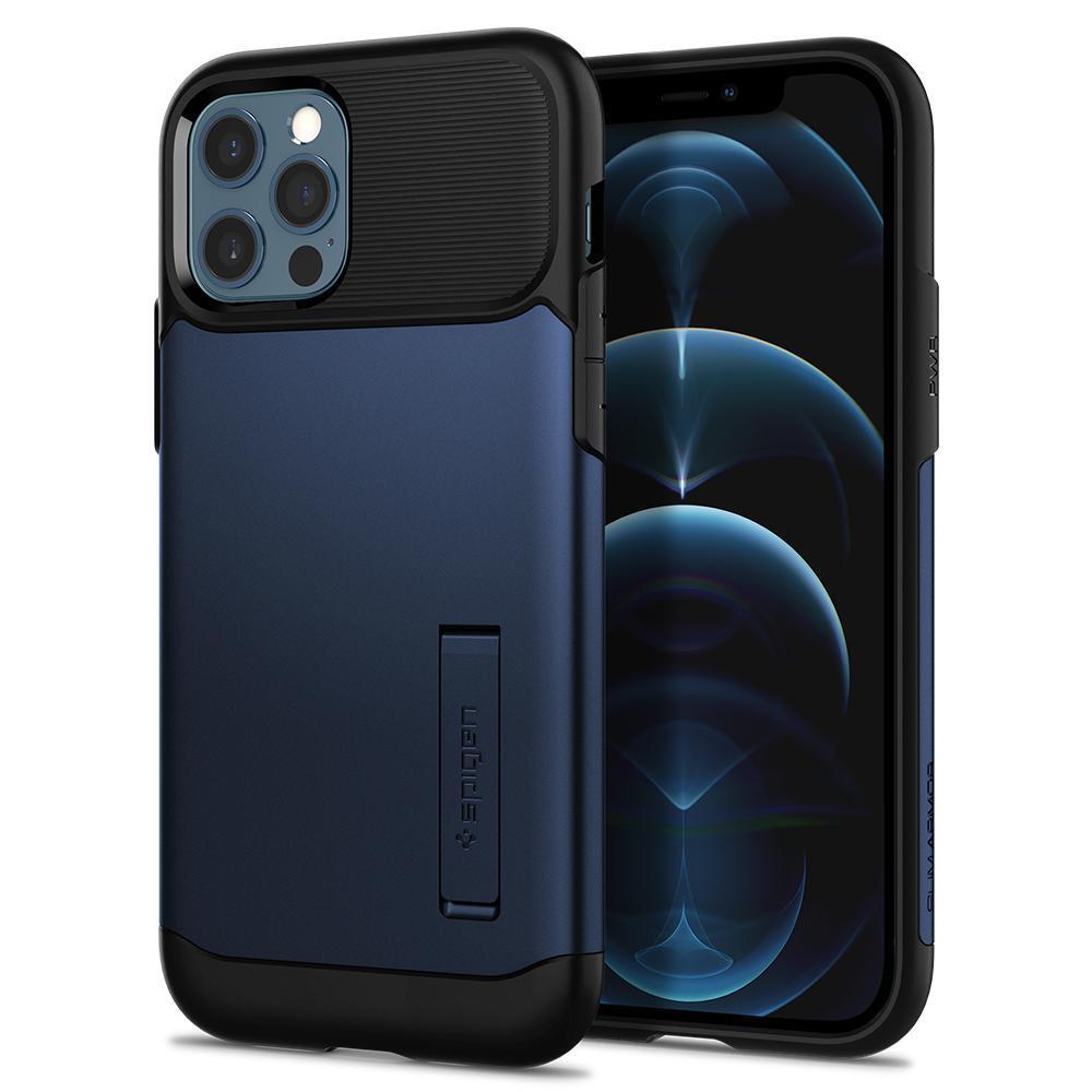 iPhone 12 / iPhone 12 Pro Kılıf, Spigen Slim Armor Navy Blue