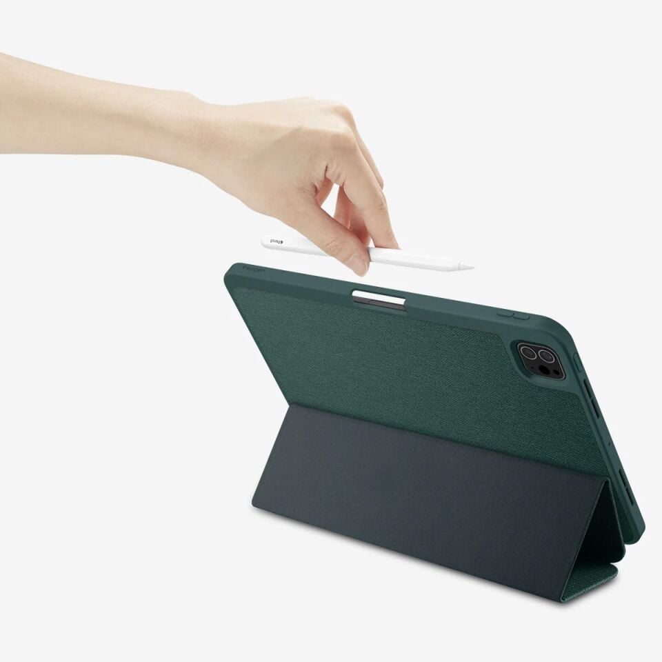 Apple iPad Pro 11 inc (2024) Kılıf, Spigen Urban Fit Dokuma Midnight Green