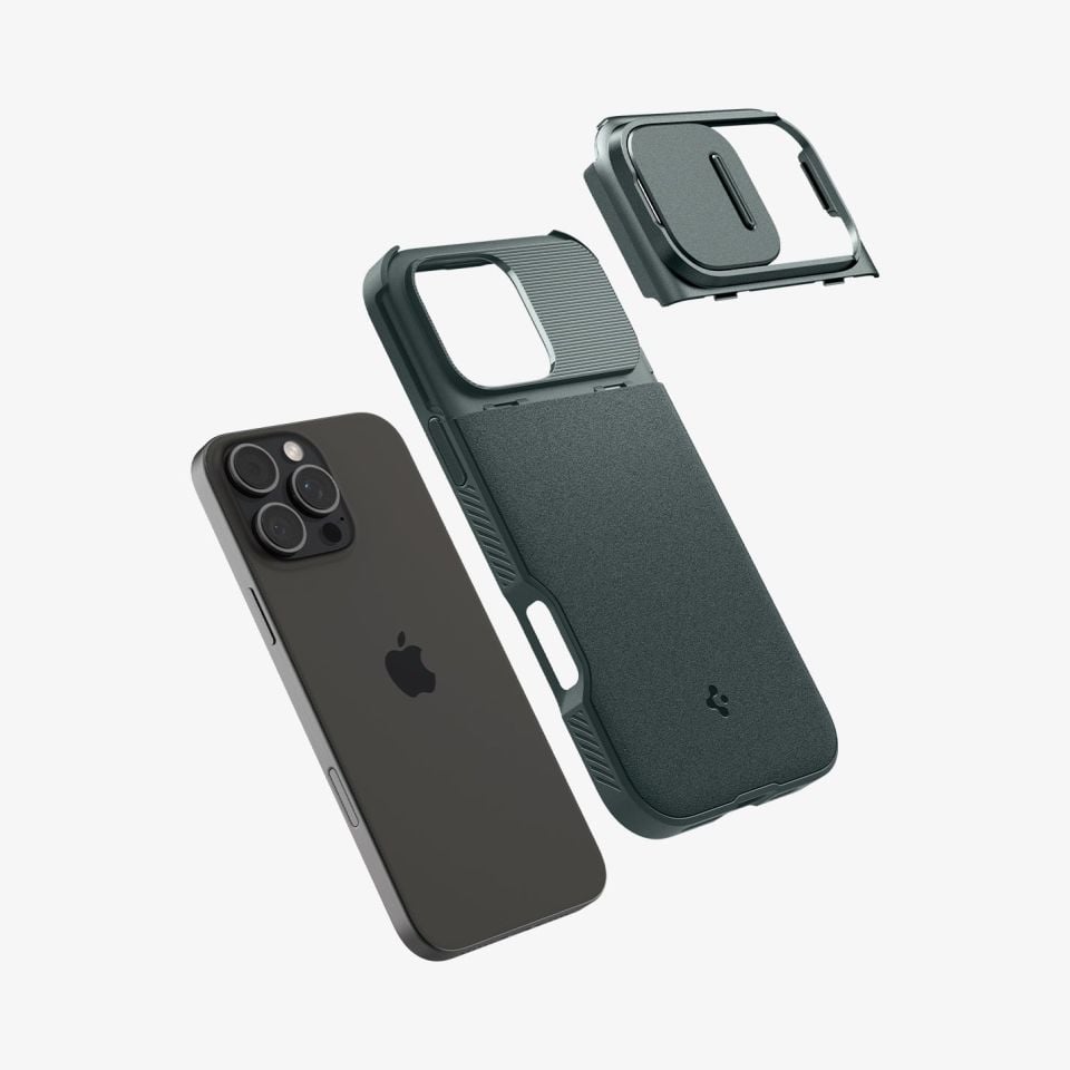 Spigen iPhone 16 Pro Kılıf Optik Armor MagFit MagSafe Özellikli Abyss Green