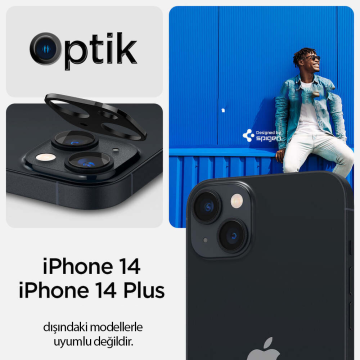 iPhone 14 / iPhone 14 Plus Kamera Lens Cam Ekran Koruyucu, Spigen Glas.tR Optik (2 Adet)
