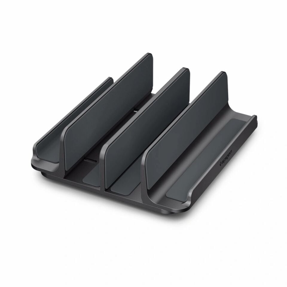 Spigen Universal Dikey Tablet / Telefon / Notebook Standı 4 Cihaz Kapasiteli Ayarlanabilir Organizer Düzenleyici Stand LD208S4 Space Gray