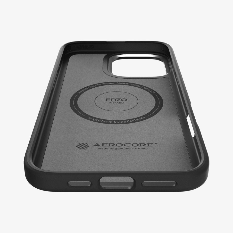 Spigen iPhone 16 Pro Kılıf Enzo Aramid Black Silver