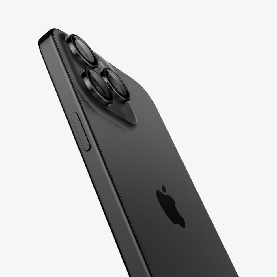 Spigen iPhone 17 Pro Max / 17 Pro / 16 Pro Max / 16 Pro / 15 Pro Max / 15 Pro / 14 Pro Max / 14 Pro Kamera Lens Camı Koruyucu Kolay Kurulum GLAS.tR EZ Fit Optik Pro (2 Adet) Black