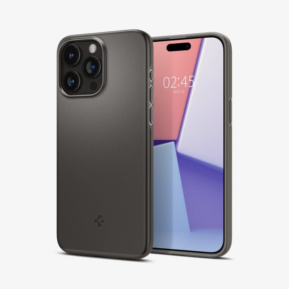 iPhone 15 Pro Max Kılıf, Spigen Thin Fit Gunmetal