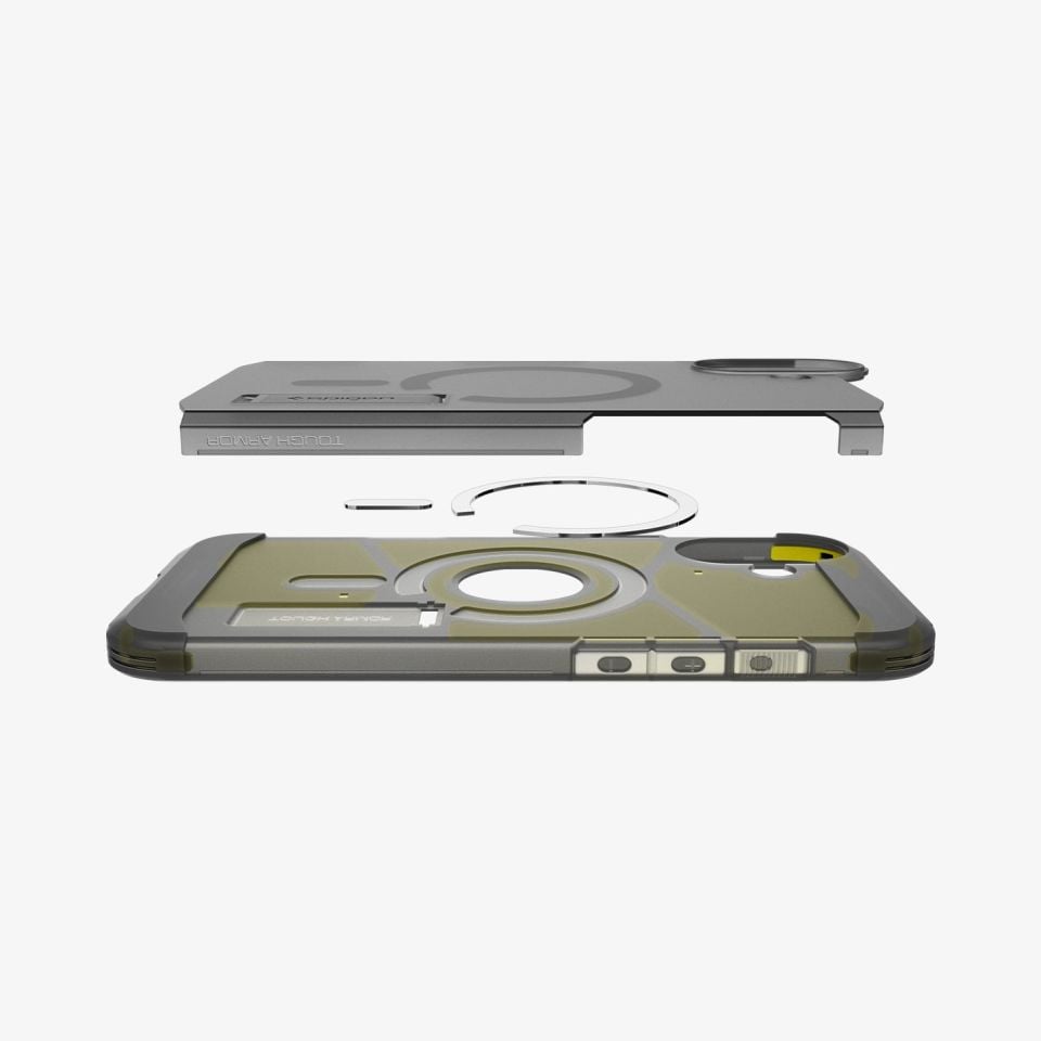 Spigen iPhone 16 Kılıf Tough Armor AI MagFit MagSafe özellikli Kickstand Frost Black