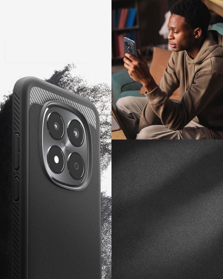 Spigen Xiaomi Redmi Note 15 Pro 5G ile Uyumlu Ekstra Dayanıklı Kılıf Rugged Armor Hava Kanalı Teknolojisi™ Askeri Sınıf Koruma Çift Katman Kapak Matte Black