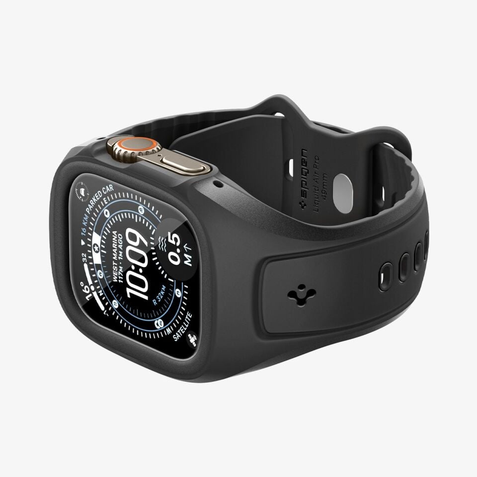 Spigen Apple Watch Ultra 49mm 3/2/1 ile Uyumlu Kılıf Liquid Air Pro + Ekran Koruyucu Cam Matte Black - ACS11416