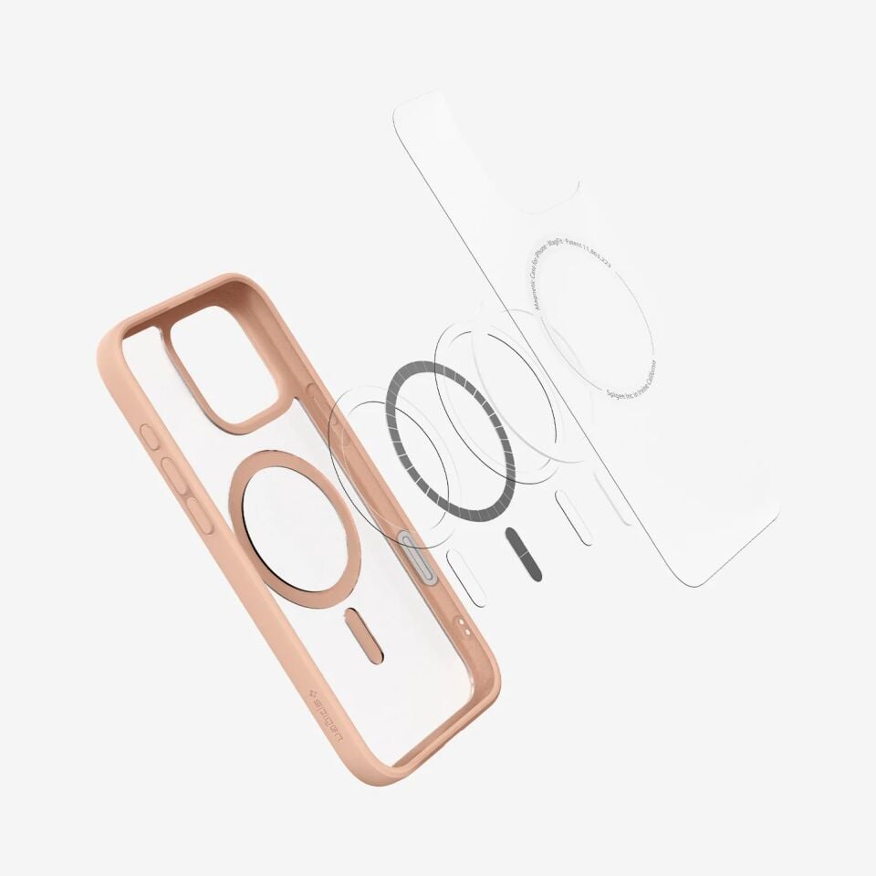 Spigen iPhone 16 Pro Kılıf Ultra Hybrid T (Kamera Buton Korumalı) MagFit MagSafe Özellikli Rose Titanium
