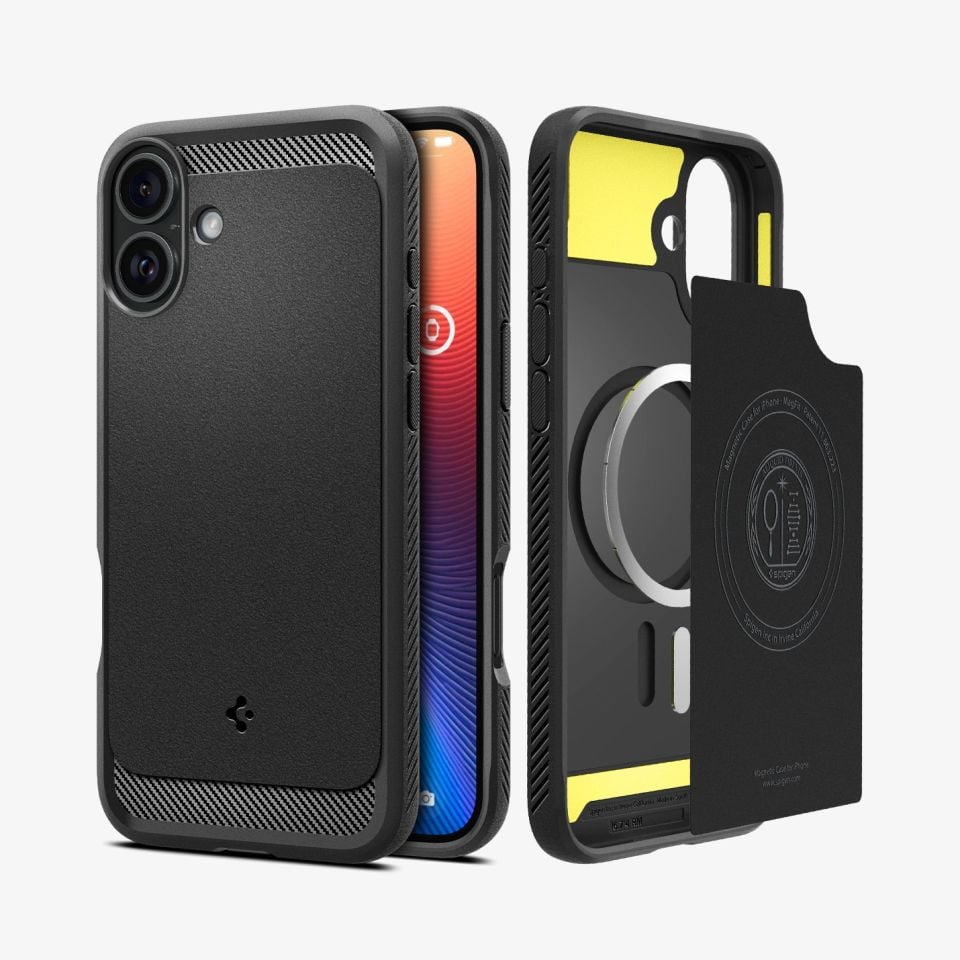 Spigen iPhone 16 Kılıf Rugged Armor MagFit MagSafe Özellikli Matte Black