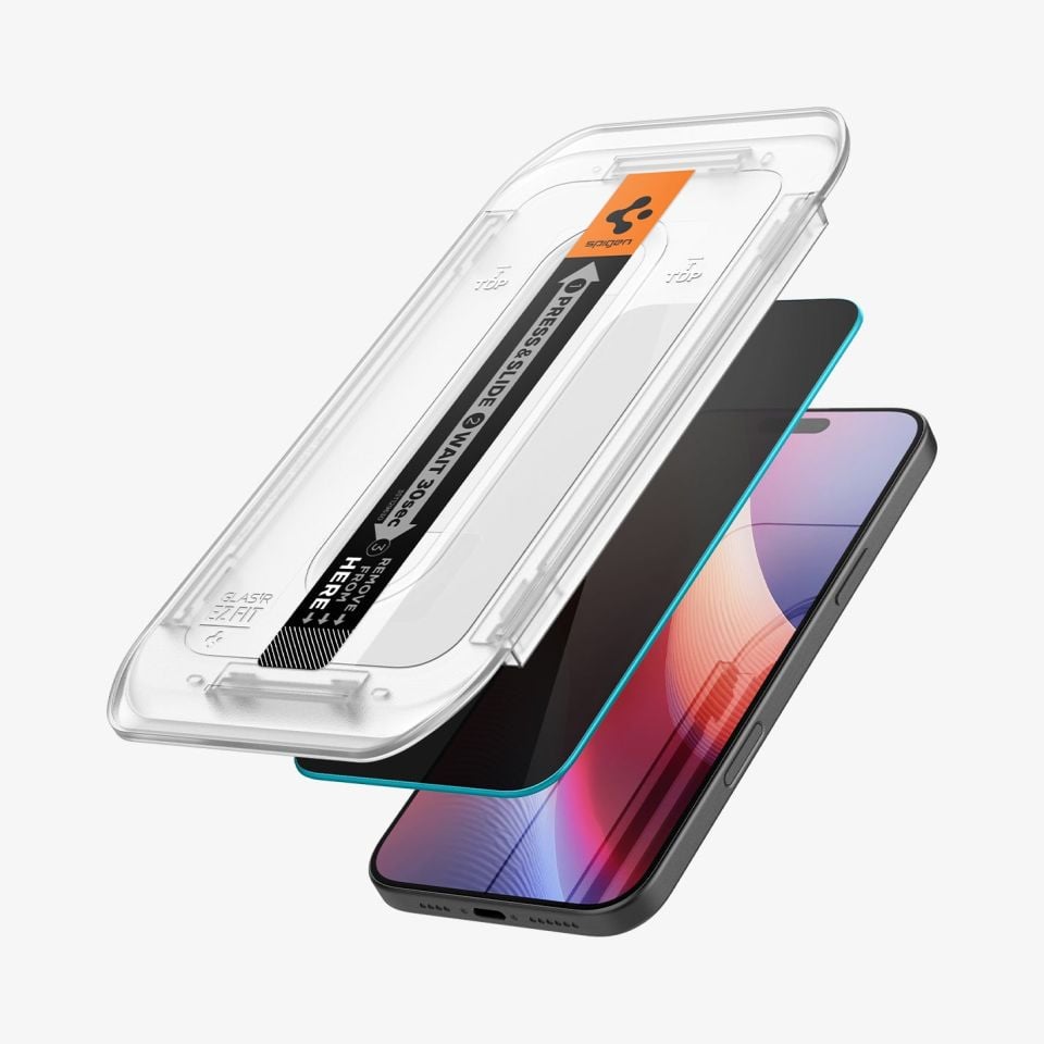 Spigen iPhone 16 Pro Max Hayalet Cam Ekran Koruyucu Kolay Kurulum Glas.tR EZ Fit Privacy (2 Adet)