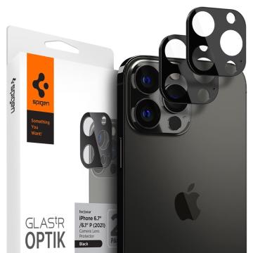 iPhone 13 Pro Max / iPhone 13 Pro Kamera Lens Cam Ekran Koruyucu, Spigen Glas.tR Optik  (2 Adet) Black