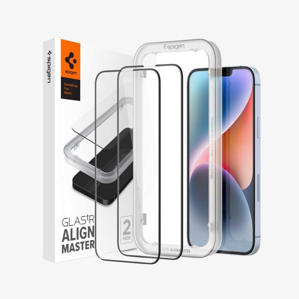 Spigen Apple iPhone 17e / 16e / 14 /13 Pro / 13 ile Uyumlu Cam Ekran Koruyucu Kolay Kurulum GLAS.tR Align Master Full Cover HD Black (2 Adet)