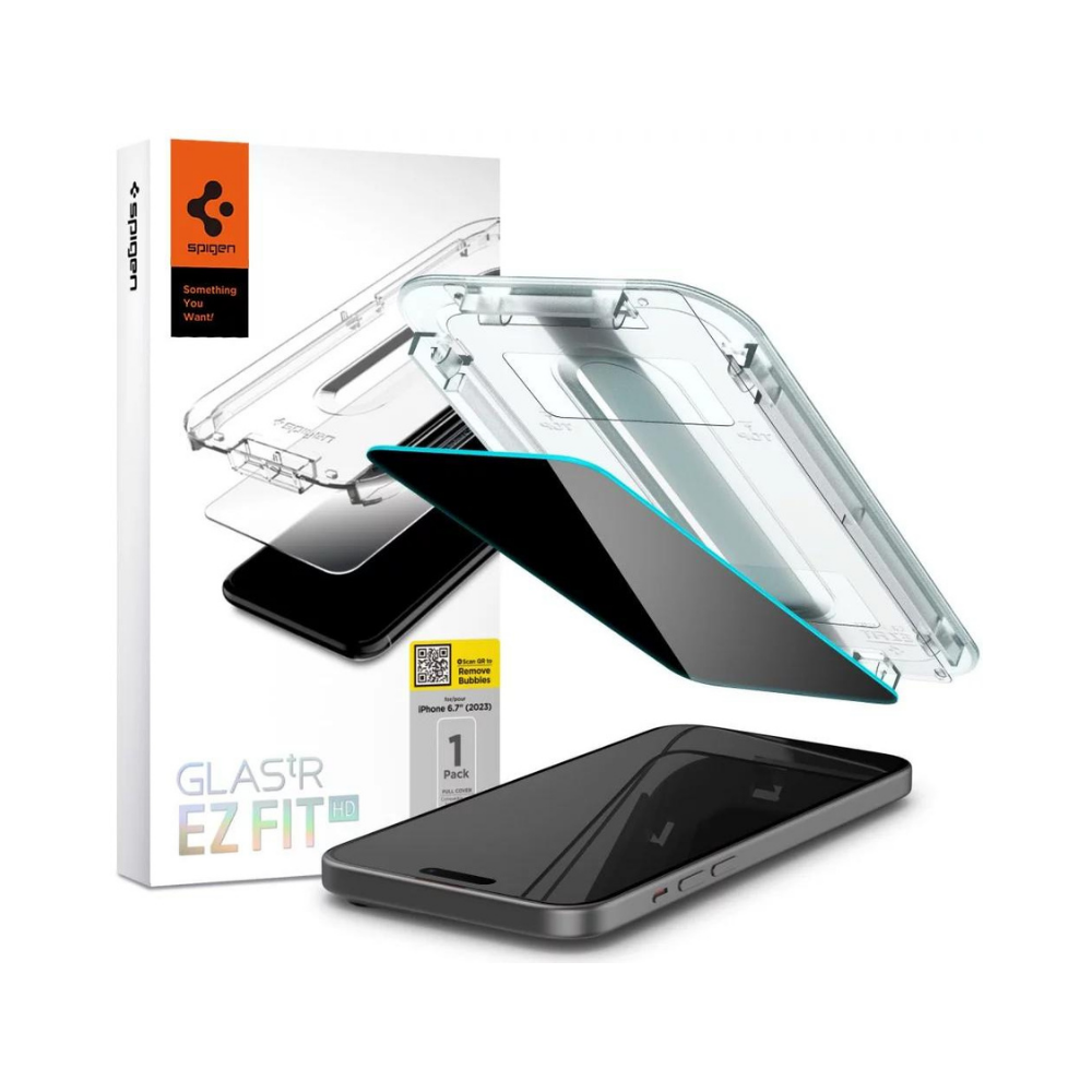 Spigen iPhone 16 / iPhone 15 Hayalet Cam Ekran Koruyucu Kolay Kurulum Glas.tR EZ Fit Privacy