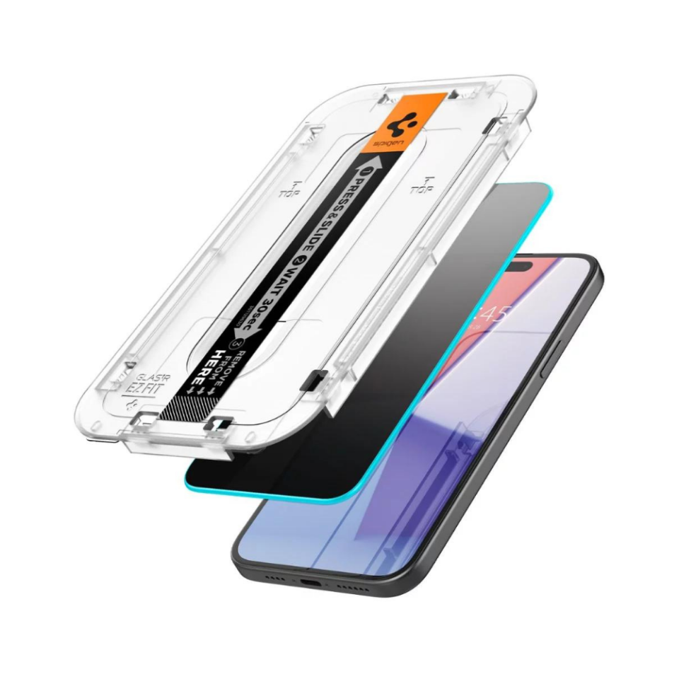 Spigen iPhone 16 Plus / iPhone 15 Plus Hayalet Cam Ekran Koruyucu Kolay Kurulum Glas.tR EZ Fit Privacy
