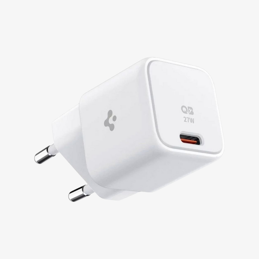 Spigen 27W USB-C Mini Güç Adaptörü - Samsung PPS Destekli Hızlı Şarj Aleti iPhone & Android & iPad Type-C White