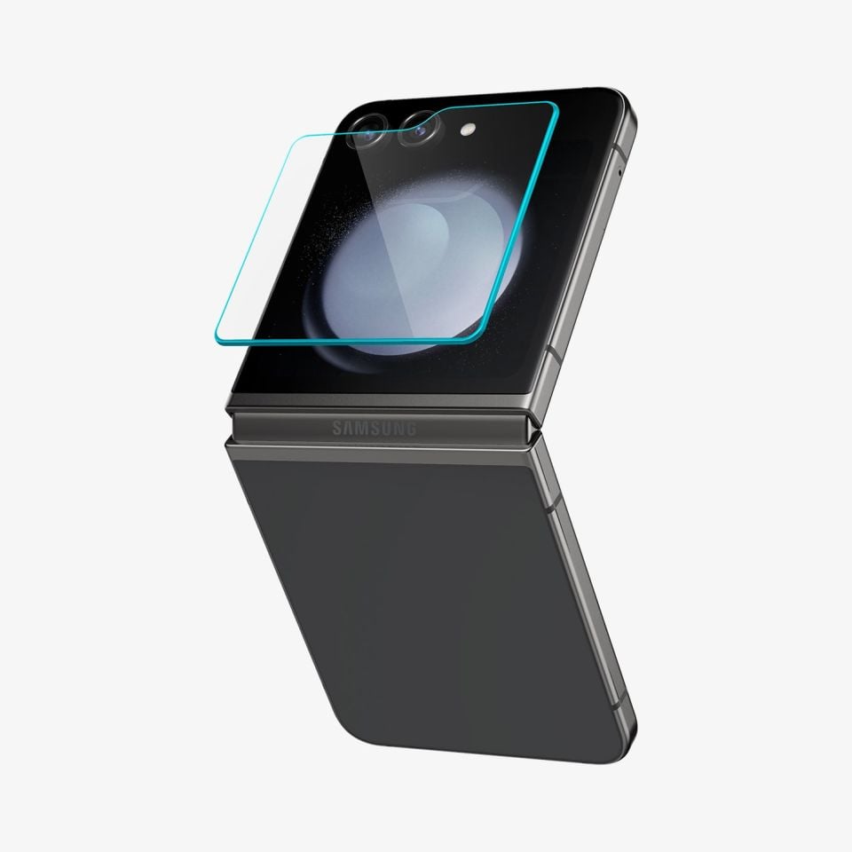 Galaxy Z Flip 5 Cam Ekran Koruyucu Kolay Kurulum, Spigen Glas.tR EZFit (2 Adet)