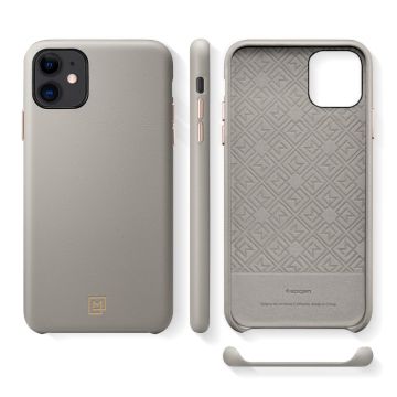 iPhone 11 Kılıf, Spigen La Manon Câlin Premium Deri Tasarım Oatmeal Beige