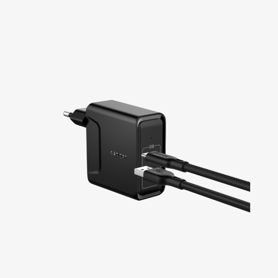Spigen 48W USB-C 2 Port Güç Adaptörü - Hızlı Şarj Aleti iPhone & Android & iPad & MacBook Type-C PD 3.0 30W + QC 3.0 18W