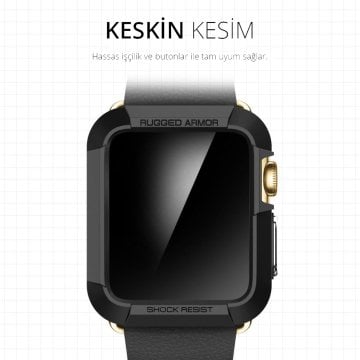 Apple Watch Serisi (42mm) ile uyumlu Kılıf, Spigen Rugged Armor